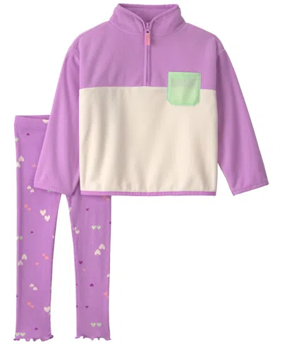 Carter's Baby Girls' Fleece Long-sleeve Top And Pants, 2-piece Set In Multi
