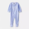 Carter's Baby Girls Fleece Round Neck Long Sleeve Footed Pajamas In Blue