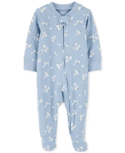 Carter's Baby Girls Floral 2-way-zip Cotton Sleep & Play Footed Coverall