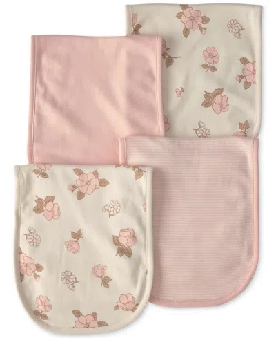 Carter's Baby Girls' Floral Burp Cloths, 4-pack In Pink