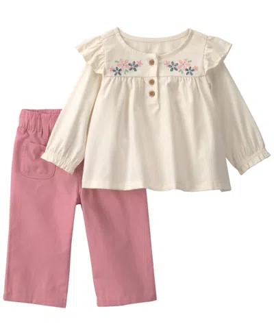 Carter's Baby Girls' Floral Long-sleeve Top And Pants, 2-piece Set In Multi
