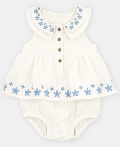 Carter's Baby Girls' Floral Sleeveless Bodysuit Dress In White