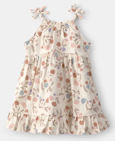 Carter's Baby Girls' Floral Sleeveless Dress In Neutral