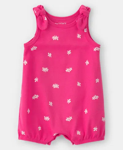 Carter's Baby Girls' Floral Sleeveless Romper In Pink