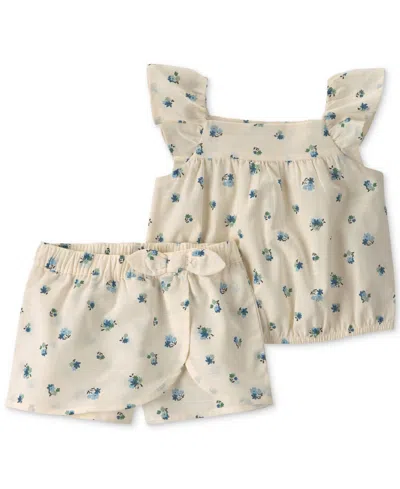 Carter's Baby Girls' Floral Tank Top And Skort 2-piece Set In White