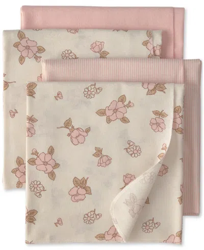 Carter's Baby Girls' Flowers Receiving Blankets, 4-pack In Brown