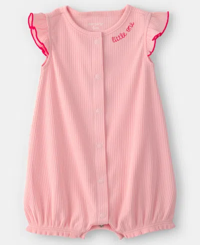 Carter's Baby Girls' Flutter-sleeve Romper In Pink