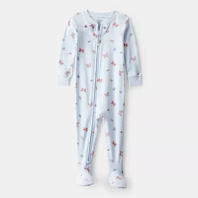 Carter's Baby Girls Footed Crew Neck Long Sleeve One Piece Pajama In Multi