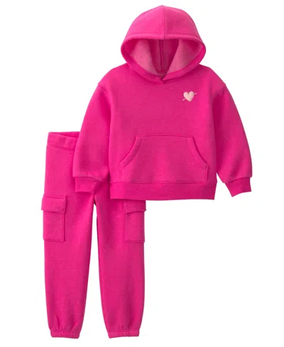 Carter's Baby Girls' Heart Fleece Hoodie And Pants, 2-piece Set In Pink