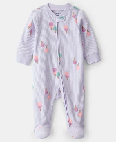 Carter's Baby Girls' Ice Cream Two-way Zip One-piece Pajama In Purple