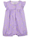 Carter's Baby Girls Lemons Snap-up Cotton Romper In Purple