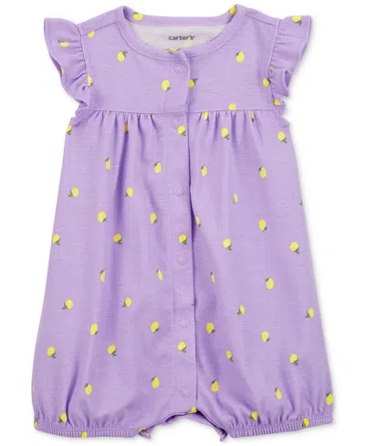 Carter's Baby Girls Lemons Snap-up Cotton Romper In Purple