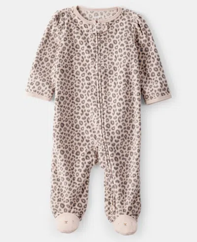 Carter's Baby Girls Leopard Print Long Sleeves Sleep And Play Pajamas In Multi