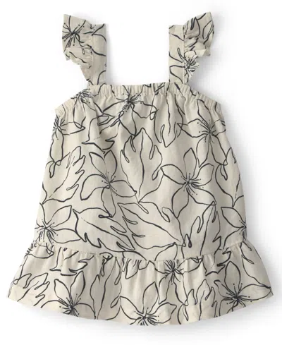 Carter's Baby Girls' Linen Blend Floral Dress In Neutral
