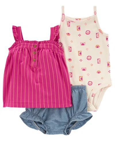 Carter's Baby Girls Little Shorts, 3 Piece Set In Pink