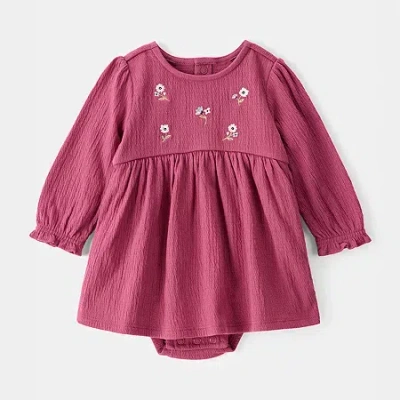 Carter's Baby Girls Long Sleeve Cuffed A-line Dress In Animal Print