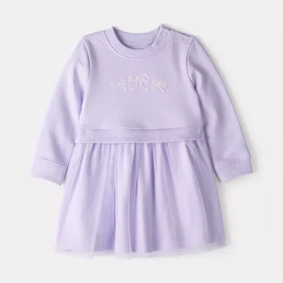 Carter's Baby Girls Long Sleeve Cuffed A-line Dress In Purple