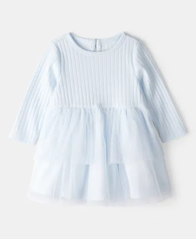 Carter's Baby Girls Long-sleeve Tiered Tulle Dress In Blue