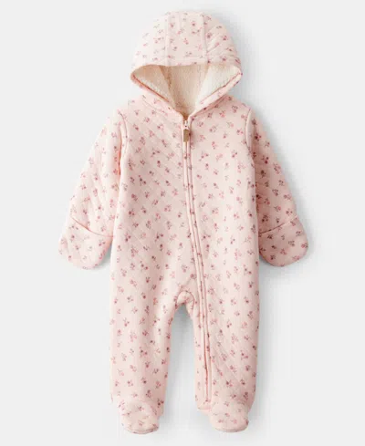 Carter's Baby Girls Long Sleeves Floral Print Jumpsuit In Pink