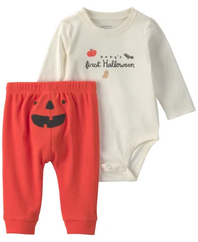 Carter's Baby Girls' Long-sleeve Bodysuit And Pants, 2-piece Set In Multi