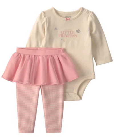 Carter's Baby Girls' Long-sleeve Bodysuit And Tulle Pants, 2-piece Set In Pink