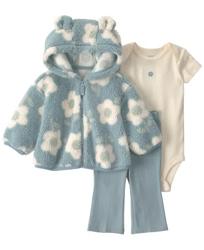 Carter's Baby Girls' Long-sleeve Cardigan, Bodysuit And Pants, 3-piece Set In Multi