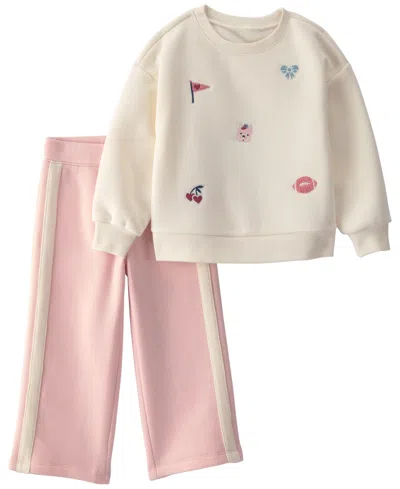 Carter's Baby Girls' Long-sleeve Sweatshirt And Pants, 2-piece Set In Pink