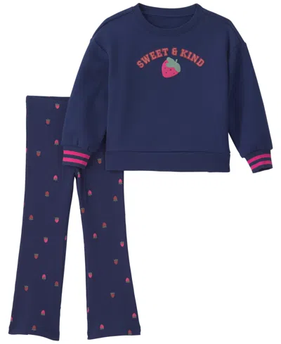 Carter's Baby Girls' Long-sleeve Sweatshirt And Pants, 2-piece Set In Blue