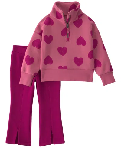 Carter's Baby Girls' Long-sleeve Sweatshirt And Pants, 2-piece Set In Pink