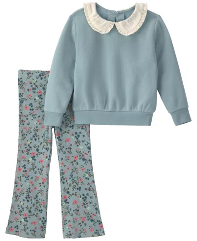 Carter's Baby Girls' Long-sleeve Top And Pants, 2-piece Set In Blue