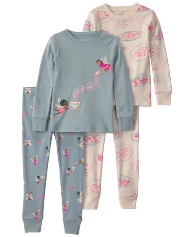 Carter's Baby Girls' Long-sleeve Top And Pants, 4-piece Set In Multi