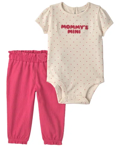 Carter's Baby Girls' Mommy's Mini Heart Bodysuit And Pant, 2-piece Set In Multi