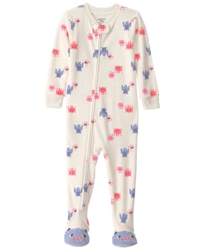 Carter's Carters Baby Girls' Monster 2-way Zip Dream Plush Snug-fit Footed Pajama In Multi