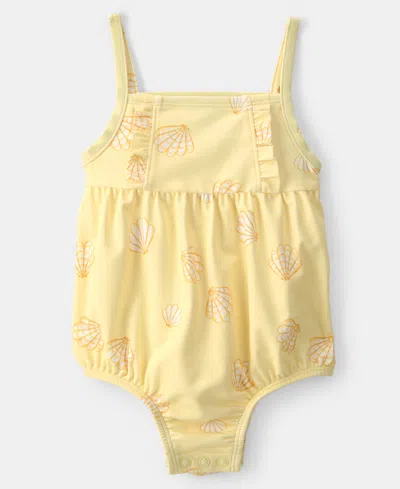 Carter's Baby Girls' One-piece Shell Swimsuit In Yellow