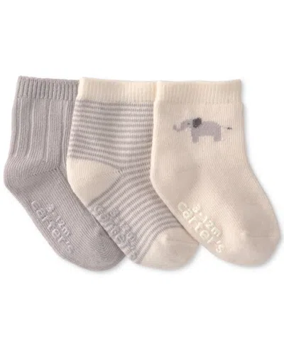 Carter's Baby Girls' Or Boys' Elephant Ankle Socks, 3-pack In Brown
