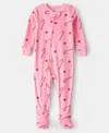 Carter's Family Matching Candy Cane Baby Girls Footed Round Neck Long Sleeve Matching Family One Piece Pajama In Pink