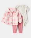 Carter's Baby Girls Plaid Fleece Jacket, Printed Bodysuit & Pants, 3 Piece Set In Multi