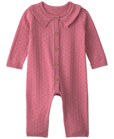 Carter's Baby Girls' Pointelle Long-sleeve Jumpsuit In Pink