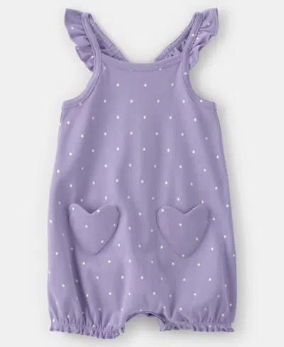 Carter's Baby Girls' Polka Dots Sleeveless Romper In Purple