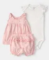 Carter's Baby Girls Printed Top, Bodysuit And Shorts, 3-piece Set In Multi
