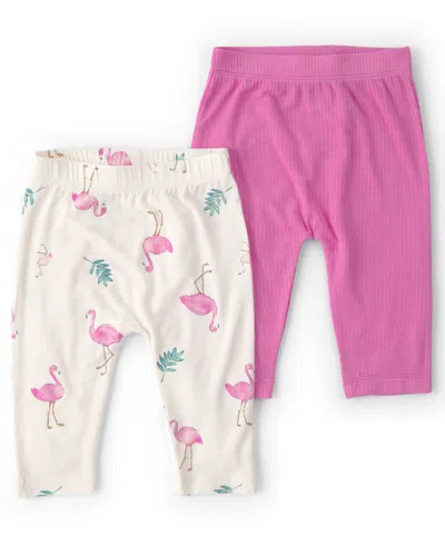 Carter's Baby Girls' Purelysoft Flamingo Pull-on Pants, 2-pack In Pink