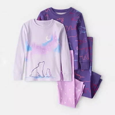 Carter's Baby Girls Round Neck Long Sleeve 4-pc. Pajama Set In Multi
