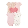 Carter's Baby Girls Round Neck Short Sleeve Rib 5-pc. Bodysuit In Multi