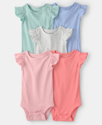 Carter's Baby Girls' Ruffle-sleeve Multipack Bodysuits, 5-pack