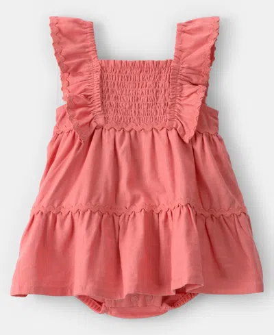 Carter's Baby Girls' Ruffle Sleeveless Bodysuit Dress In Brown