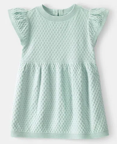 Carter's Baby Girls' Ruffle Sweater Dress In Green