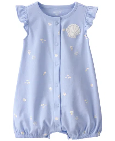 Carter's Baby Girls Short Sleeve Romper In Blue