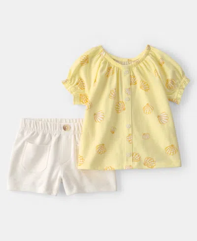 Carter's Baby Girls' Shell Top And Shorts, 2-piece Set In Yellow