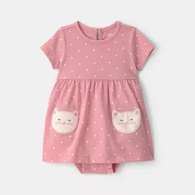 Carter's Baby Girls Short Sleeve Fitted Sundress In Pink