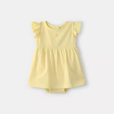 Carter's Baby Girls Short Sleeve Flutter Sundress In Yellow